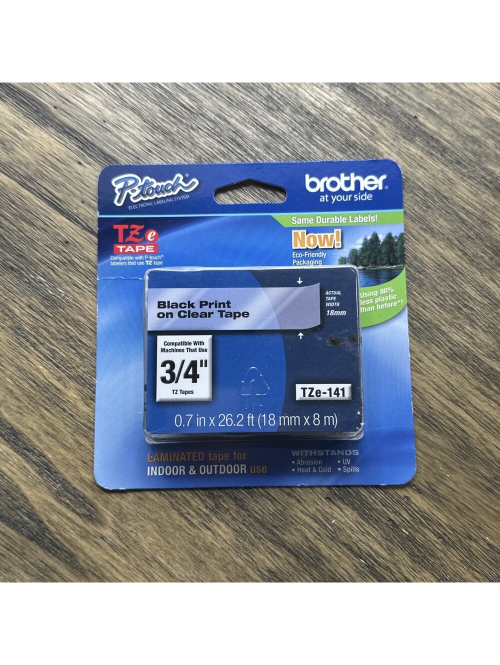 Brother P-Touch TZe-141 BLACK on CLEAR Tape 3/4" X 26.2' TZe141 PTouch New